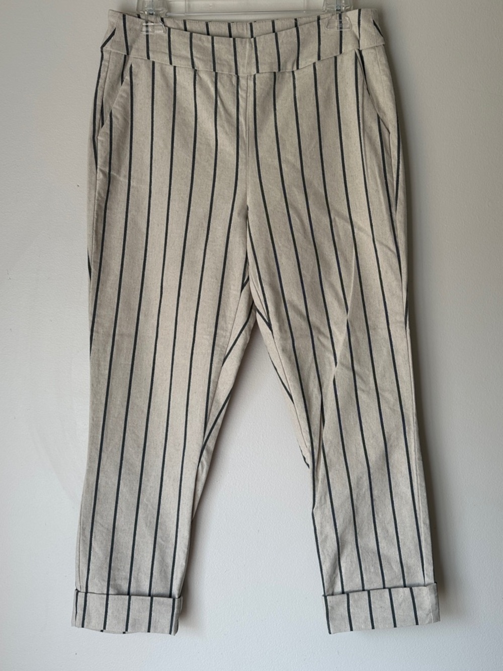 TRIBAL casual women’s Pants Linen blend Striped cream black trousers